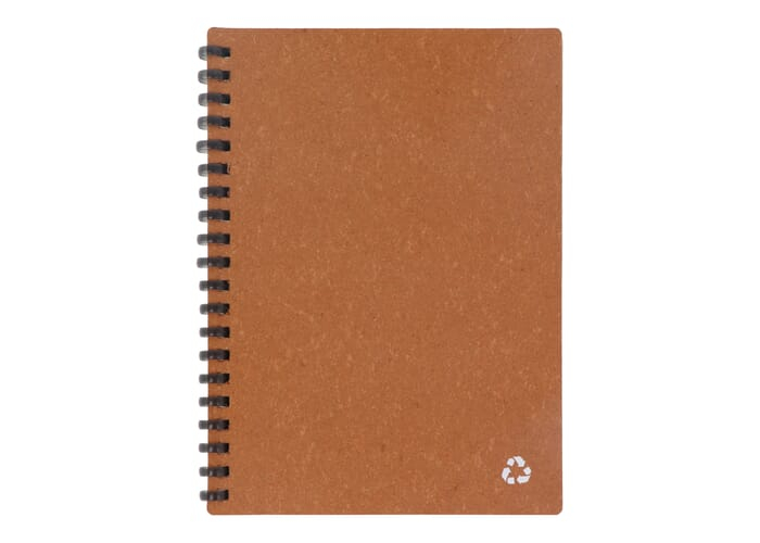 Carnet de notes en cuir recyclé publicitaire Midi Marron clair